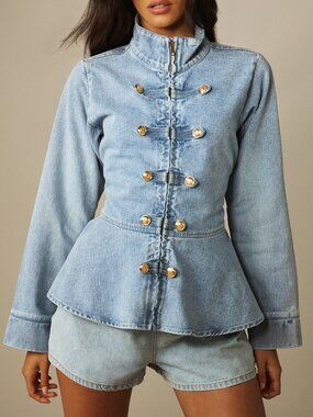 Medium Wash Elegant Women's Denim Jacket